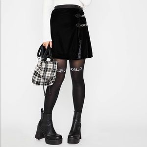 NWT Dolls Kill Current Mood Velvet Kilt Skirt